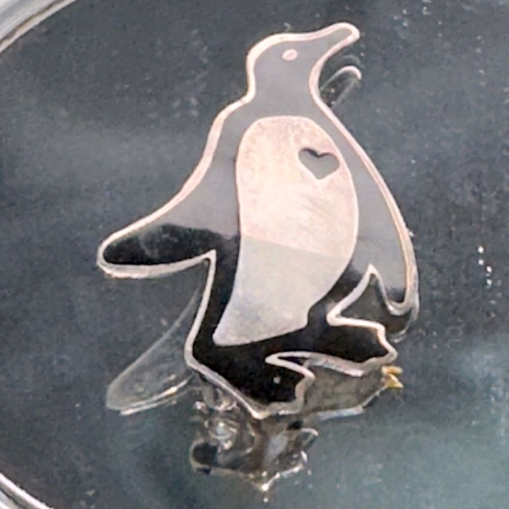 Vintage 925 Silver Mexico Black Enamel Painted Penguin Brooch/Pin